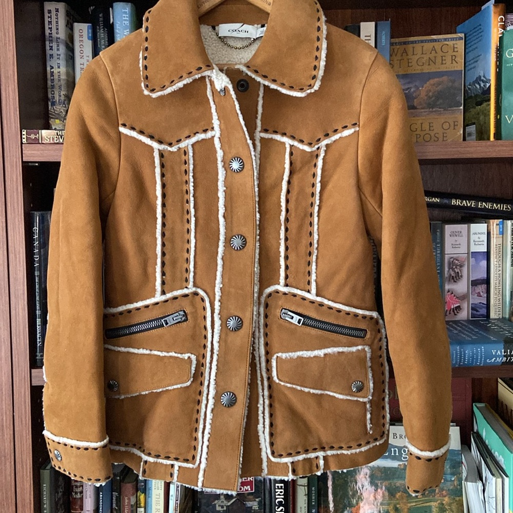 COACH Shearling Jacket in Amber Women's Size 0 - Picture 11 of 11
